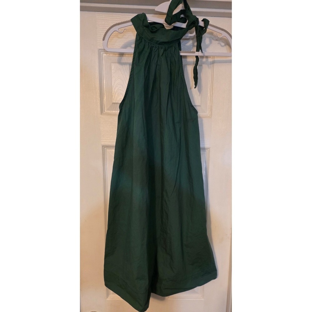 Mango MNG Womens Green Halter Neck Mini Dress Sleeveless Tie Back Pockets Size M